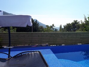 Pool area with swing