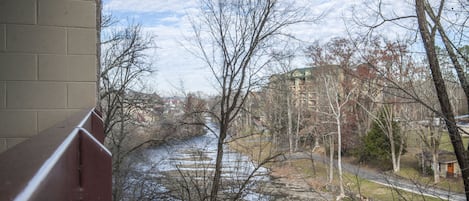 Peaceful balcony awaits....
Just one block off of the main st full of activities