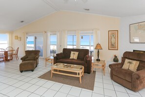 Gulf Front Living Room & Dining Area