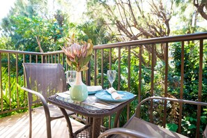 Private lanai with lush tropical views