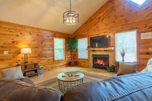 Living area with fireplace