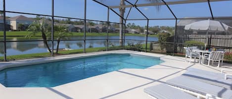 Extra large lakeside pool deck
