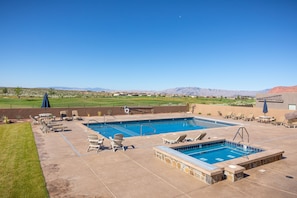 Fairways Amenities - The Fairways At The Ledges amenities include a heated pool, hot tub, fitness center, two pickleball courts, horseshoes, fire pit, kitchen area, and restrooms. **Please note the pool is closed from November thru February**