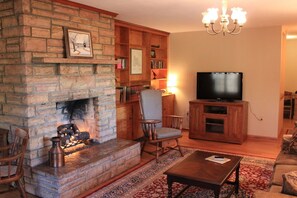 Living Room Fireplace with Gas Logs