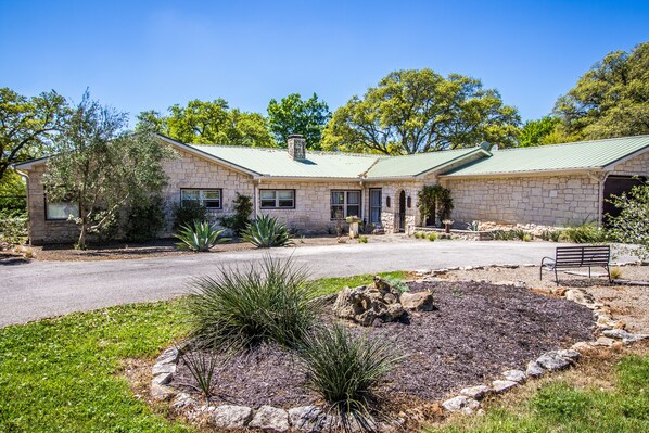 front view of the house on a sunny texas day