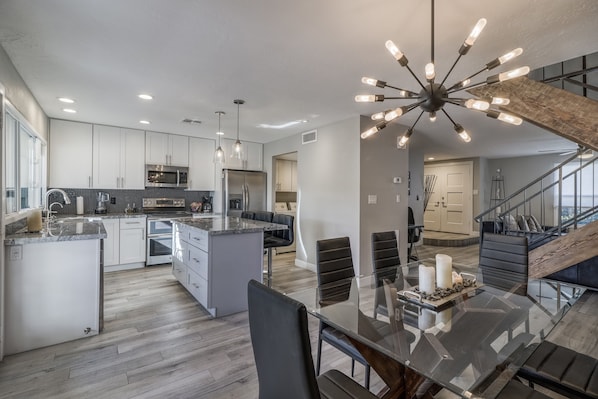 6 Chair Dining table and Kitchen island with 3 Barstools