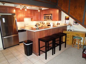 Main living area with loft above. Space to unwind, flat screen TV, internet, AC.
