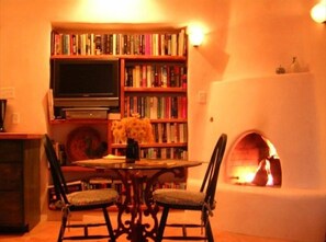 dine by the fireplace