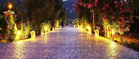 Main entrance to the property of Villa Agios