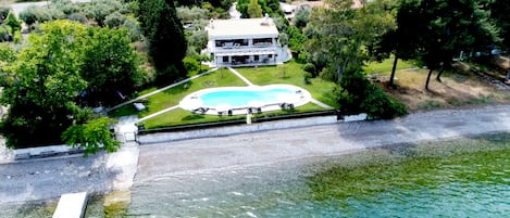 Villa Agios with its almost private beach.