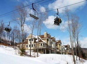 Locke Mountain Townhouses next to the Tempest trail and quad chairlift