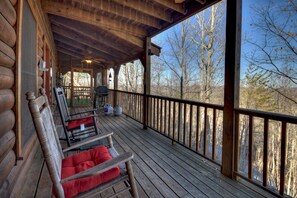 Rocking Chairs on Deck Overlooking Year Round Mountain Views