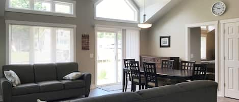 Living Room with cathedral ceilings View 2