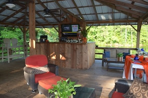 Sitting area #2 Upper Dock with bar and 60" TV