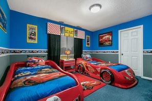 Upper level, Surprise your kids with Disney/ Pixar Lightning McQueen bedroom.