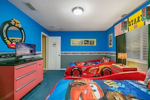 Upper level, Surprise your kids with Disney/ Pixar Lightning McQueen bedroom.