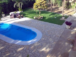 Pool area with 7 meter pool and ornamental  water fountain and 5 jetJaccusi 