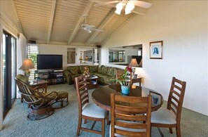 Dining area and living room