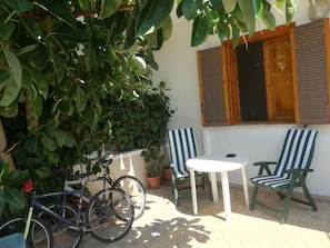 front garden with bikes