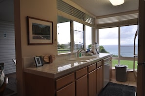 Kitchen with ocean views.  