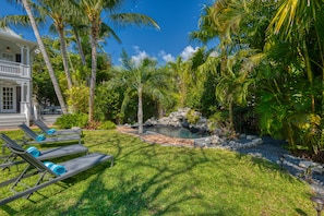 Loungers around the pool area