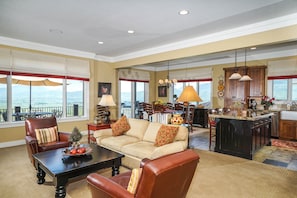 Views from Kitchen, dining & great room all create a wonderful gathering area!