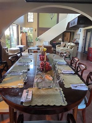 Dining room table with extra leafs added