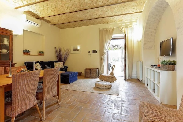 Inside the apartment is light and airy
