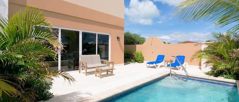 Welcome to your Blue Ocean View Two-bedroom townhome at LeVent Beach Resort Aruba