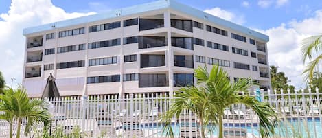 Tower and Oasis Pool is situated at the Ocean's edge. Our condo is Ocean-facing.