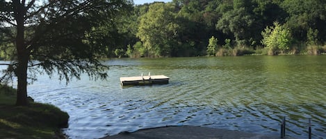 May 2018 at the shared homeowner neighborhood river park with floating dock.