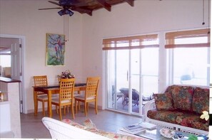 great room dining area panoranic view to bay