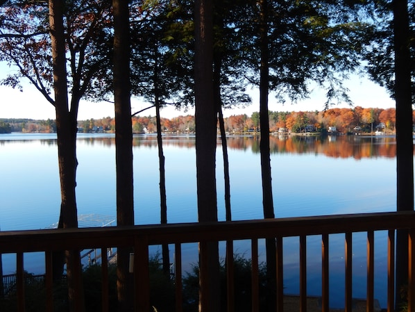 View from deck looking over our dock on a still day in last days of October.