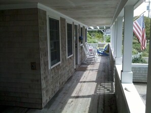 Long View Front Porch- With rocking chairs and sun area with seating