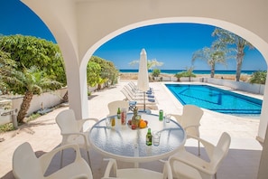 Shaded outside dining area