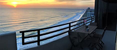 On the beach condo. Spectacular Sunrise with morning coffee!!!