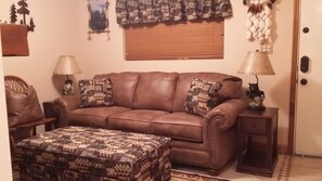 This couch is comfortable to lounge in while watching the game!