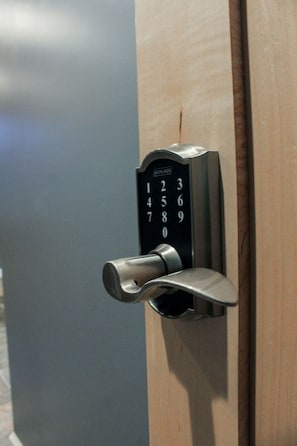 Private entry in laundry room.