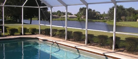 Pool area with view.