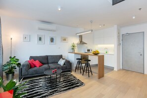 living room and kitchen