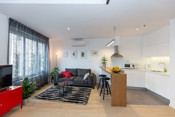 living room and kitchen