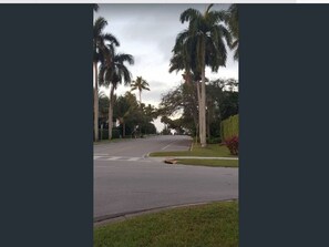 View from the front of the building to short street leading to the beach.