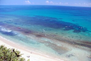 View of beach from balcony