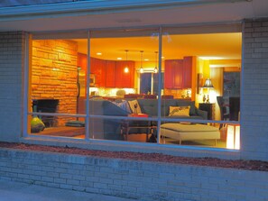 Large picture window lets in lots of light. Up/down shades for privacy.
