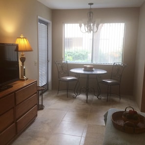 dining area , one door leading to patio