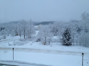 View from front balcony overlooking the town of Lincoln and shopping areas.