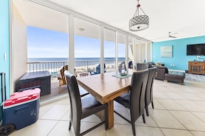 Enjoy the Gulf and beach view while eating from the comforts of the condo.