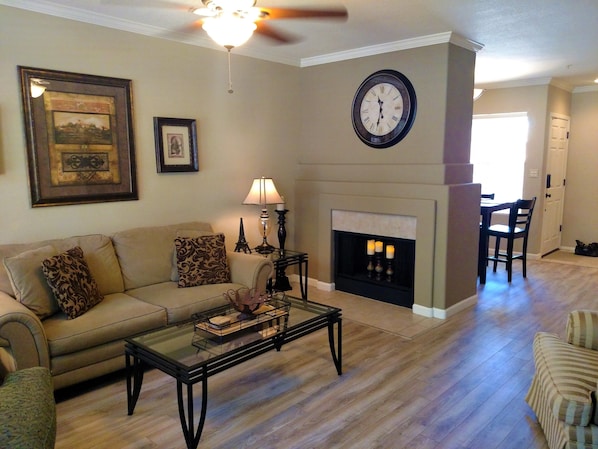 Cozy living room with fireplace