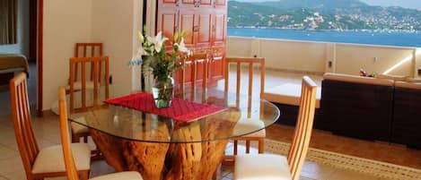 Dining room opening onto the spacious terrace