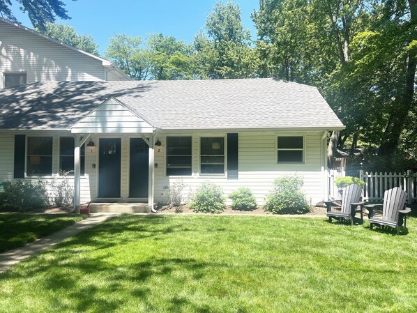 front doors of Cottage 1 (left) and Cottage 2 (right)